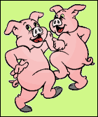 zwei tanzende Schweinchen